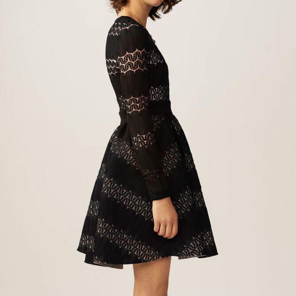 Maje Relane Black Basket Knitted Long Sleeve Dress - Picture 13 of 15